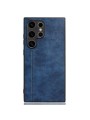 Предпазен гръб с текстура на телешка кожа за Samsung Galaxy S24 Ultra - син