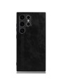 Предпазен гръб с текстура на телешка кожа за Samsung Galaxy S24 Ultra - черен