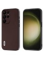 Устойчив при удар гръб от еко кожа за Samsung Galaxy S24 Ultra - кафяв