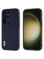 Устойчив при удар гръб от еко кожа за Samsung Galaxy S24 Ultra - син