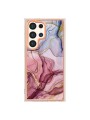 Предпазен удароустойчив гръб с мраморни шарки за Samsung Galaxy S24 Ultra - розов