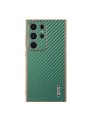 Предпазен гръб с галванично покритие и еко кожа за Samsung Galaxy S24 Ultra - зелен