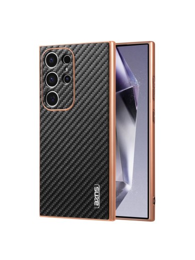 Предпазен гръб с галванично покритие и еко кожа за Samsung Galaxy S24 Ultra - черен Предпазен гръб с галванично покритие и еко кожа за Samsung Galaxy S24 Ultra - черен