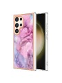Предпазен удароустойчив гръб с мраморни шарки за Samsung Galaxy S24 Ultra - розов