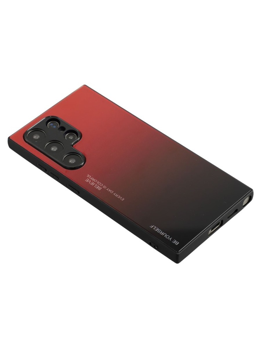 Предпазен гръб от закалено стъкло за Samsung Galaxy S24 Ultra - червен и черен