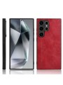 Предпазен гръб с текстура на телешка кожа за Samsung Galaxy S24 Ultra - червен