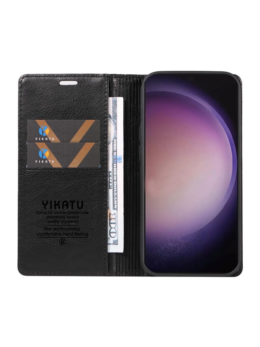 Калъф от еко кожа тип портмоне за Samsung Galaxy S24 Ultra - черен