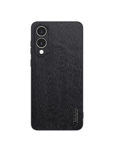 Удароустойчив гръб от еко кожа с дървесна текстура за Samsung Galaxy S25 Edge - черен