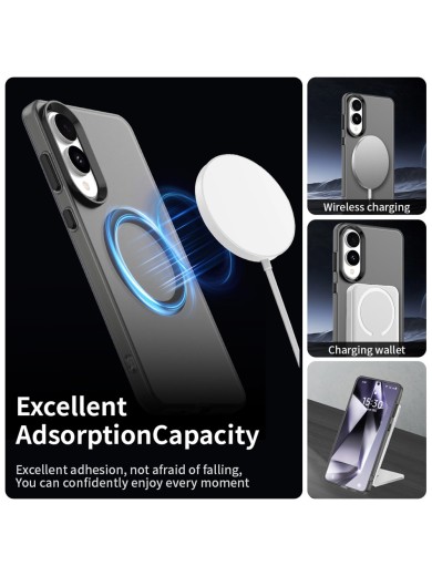 Предпазен гръб съвместим с MagSafe за Samsung Galaxy S25 Edge - черен