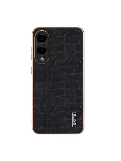 Предпазен гръб от еко кожа с крокодилски шарки за Samsung Galaxy S25 Edge - черен