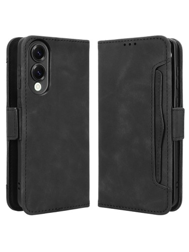 Калъф от еко кожа тип портмоне за Samsung Galaxy S25 Edge - черен