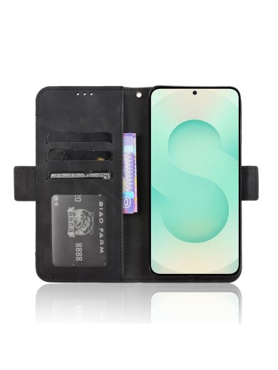 Калъф от еко кожа тип портмоне за Samsung Galaxy S25 Edge - черен