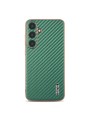 Предпазен гръб с галванично покритие и еко кожа за Samsung Galaxy S25 - зелен