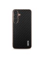Предпазен гръб с галванично покритие и еко кожа за Samsung Galaxy S25 - черен