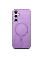 Предпазен гръб от еко кожа съвместим с MagSafe за Samsung Galaxy S25+ - лилав