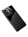 Предпазен гръб с покритие от еко кожа за Samsung Galaxy S25+ - черен