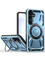 Предпазен гръб с въртяща се стойка съвместим с MagSafe за Samsung Galaxy S25+ - син