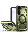 Предпазен гръб с въртяща се стойка съвместим с MagSafe за Samsung Galaxy S25+ - зелен