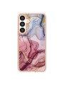 Предпазен удароустойчив гръб с мраморни шарки за Samsung Galaxy S25 - розов