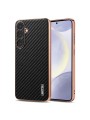 Предпазен гръб с галванично покритие и еко кожа за Samsung Galaxy S25+ - черен