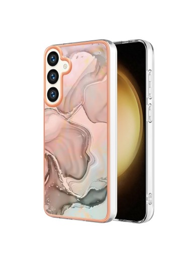 Предпазен удароустойчив гръб с мраморни шарки за Samsung Galaxy S25 - розов