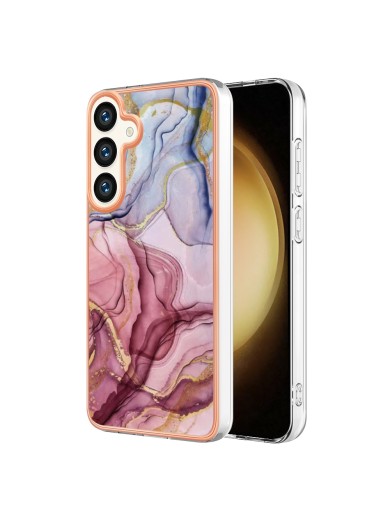 Предпазен удароустойчив гръб с мраморни шарки за Samsung Galaxy S25 - розов