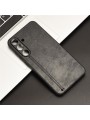 Предпазен гръб с текстура на телешка кожа за Samsung Galaxy S25+ - черен