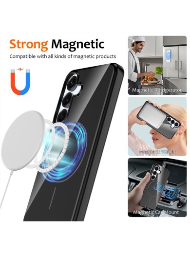 Предпазен гръб с каишка съвместим с MagSafe за Samsung Galaxy S25 - черен