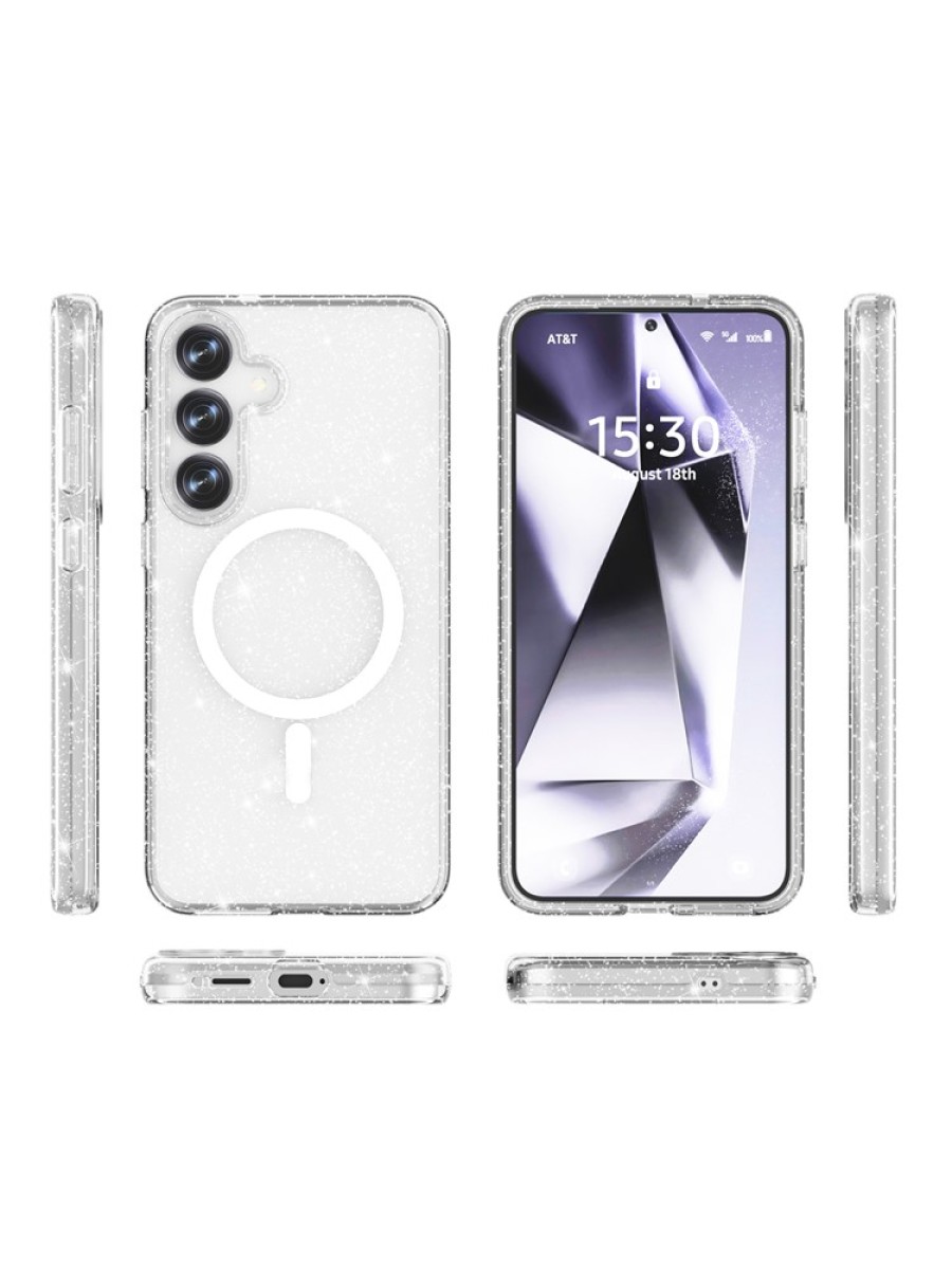 Удароустойчив блестящ предпазен гръб съвместим с Magsafe за Samsung Galaxy S25
