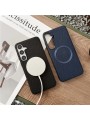 Предпазен гръб от еко кожа съвместим с MagSafe за Samsung Galaxy S25+ - черен