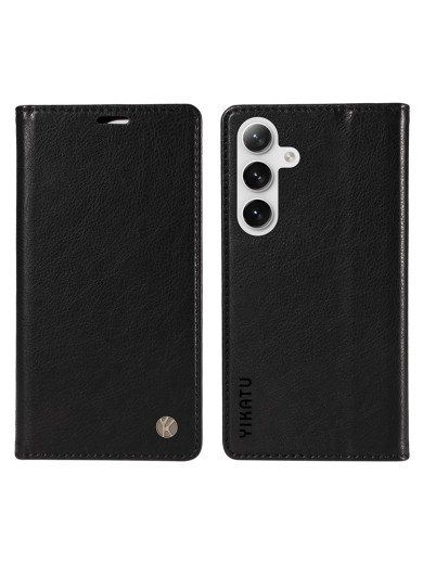 Калъф от еко кожа тип портмоне за Samsung Galaxy S25 - черен