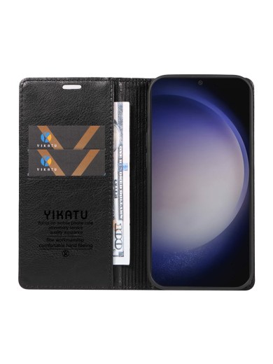 Калъф от еко кожа тип портмоне за Samsung Galaxy S25 - черен