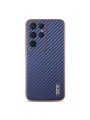Предпазен гръб с галванично покритие и еко кожа за Samsung Galaxy S25 Ultra - син