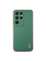 Предпазен гръб с галванично покритие и еко кожа за Samsung Galaxy S25 Ultra - зелен