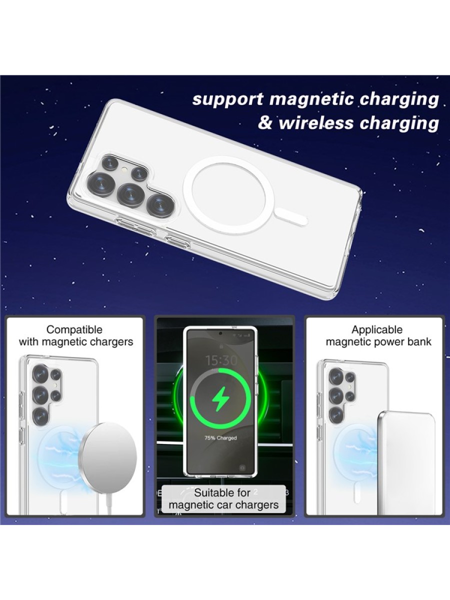 Удароустойчив предпазен гръб съвместим с Magsafe за Samsung Galaxy S25 Ultra - прозрачен