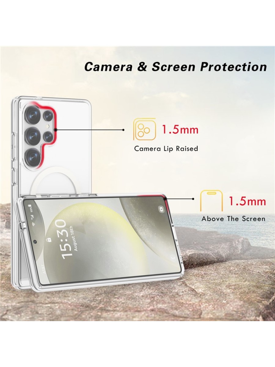 Удароустойчив предпазен гръб съвместим с Magsafe за Samsung Galaxy S25 Ultra - прозрачен
