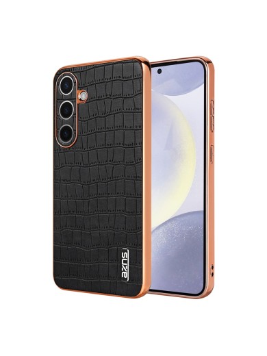 Предпазен гръб от еко кожа с крокодилски шарки за Samsung Galaxy S26+ - черен