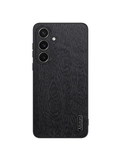 Удароустойчив гръб от еко кожа с дървесна текстура за Samsung Galaxy S26 - черен Удароустойчив гръб от еко кожа с дървесна текстура за Samsung Galaxy S26 - черен