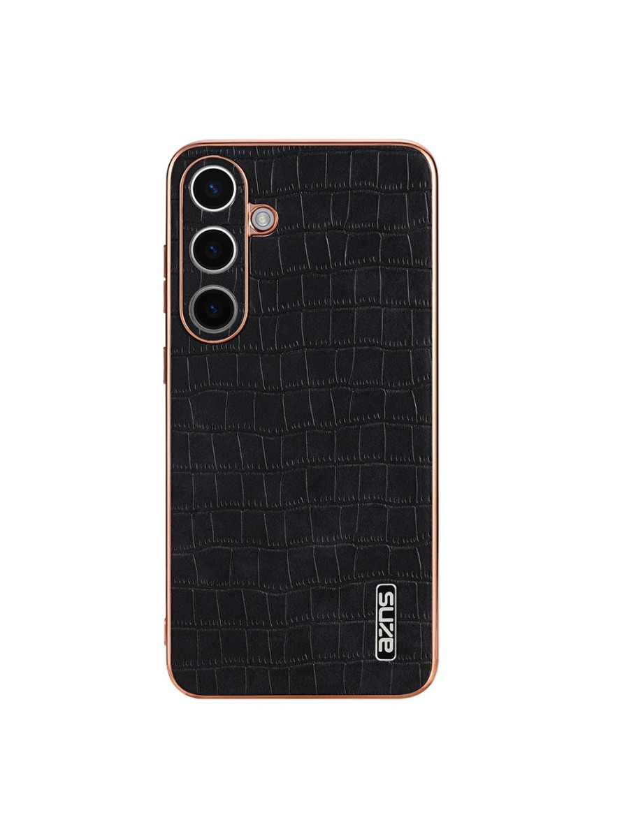 Предпазен гръб от еко кожа с крокодилски шарки за Samsung Galaxy S26+ - черен