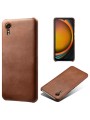 Предпазен гръб от eко кожа за Samsung Galaxy Xcover7 - кафяв