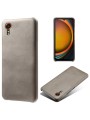 Предпазен гръб от eко кожа за Samsung Galaxy Xcover7 - сив