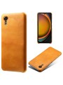 Предпазен гръб от eко кожа за Samsung Galaxy Xcover7 - оранжев