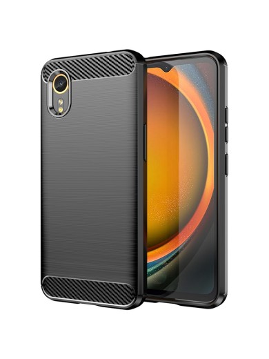 Мек удароустойчив гръб с текстура на карбонови влакна за Samsung Galaxy Xcover7 - черен Мек удароустойчив гръб с текстура на карбонови влакна за Samsung Galaxy Xcover7 - черен