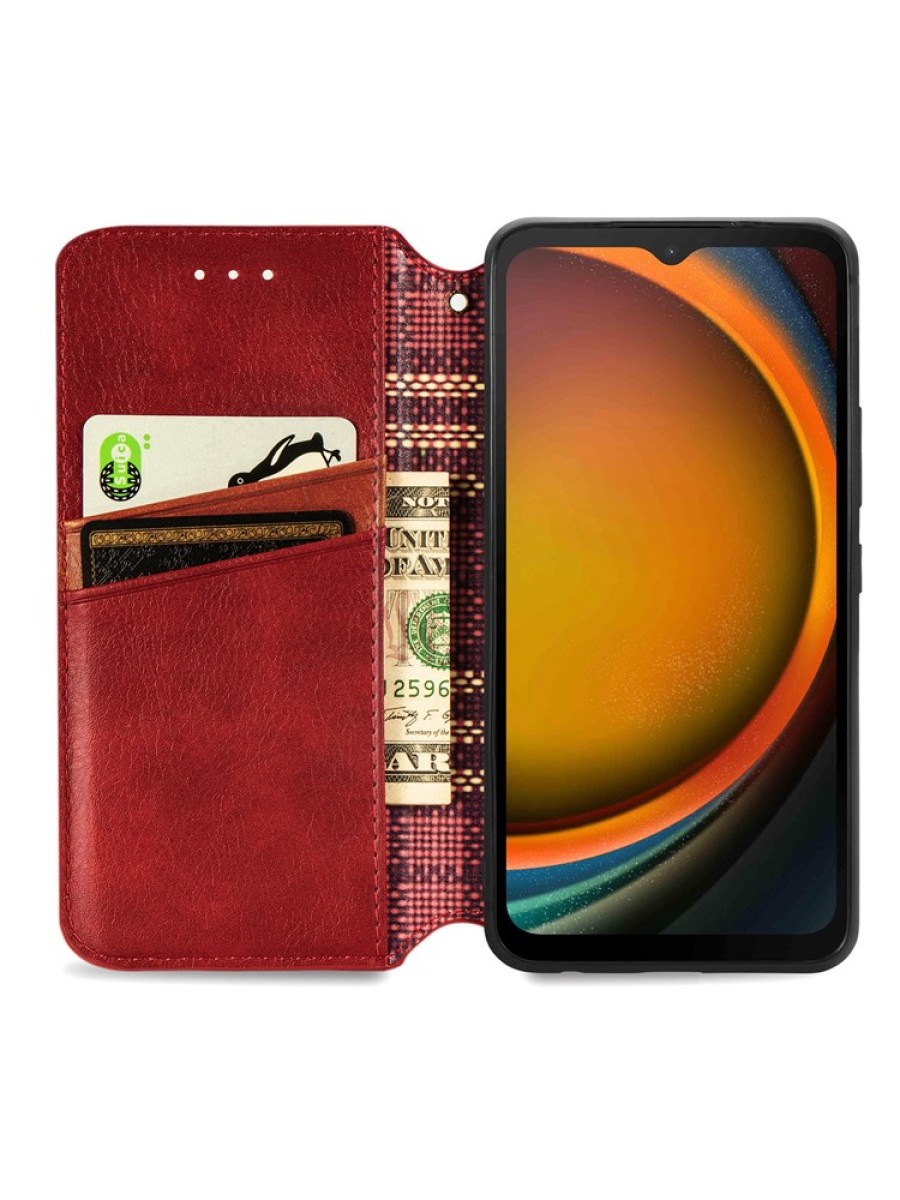 Калъф от еко кожа тип портмоне за Samsung Galaxy Xcover7 - червен