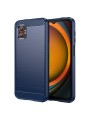 Мек удароустойчив гръб с текстура на карбонови влакна за Samsung Galaxy XCover7 Pro - син