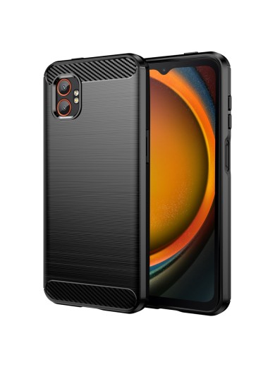 Мек удароустойчив гръб с текстура на карбонови влакна за Samsung Galaxy XCover7 Pro - черен