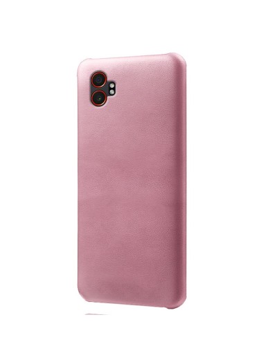 Устойчив на надраскване предпазен гръб от еко кожа за Samsung Galaxy XCover7 Pro - розов