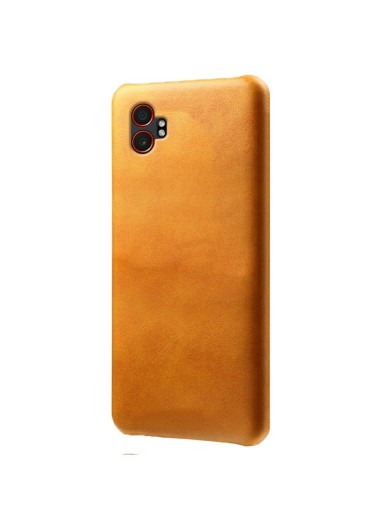 Устойчив на надраскване предпазен гръб от еко кожа за Samsung Galaxy XCover7 Pro - оранжев