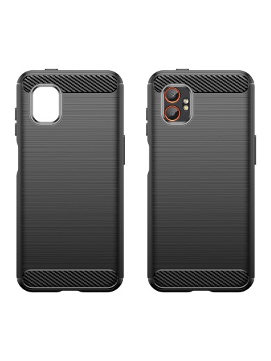 Мек удароустойчив гръб с текстура на карбонови влакна за Samsung Galaxy XCover7 Pro - черен