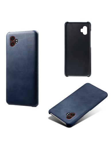 Устойчив на надраскване предпазен гръб от еко кожа за Samsung Galaxy XCover7 Pro - син